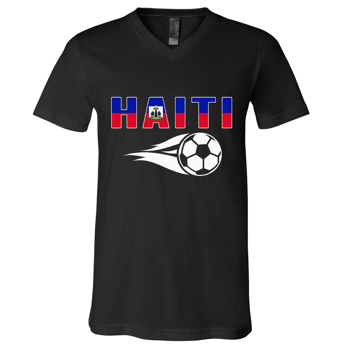 Proud Haiti Soccer Fans Jersey Haitian Flag Football Lovers V-Neck T-Shirt