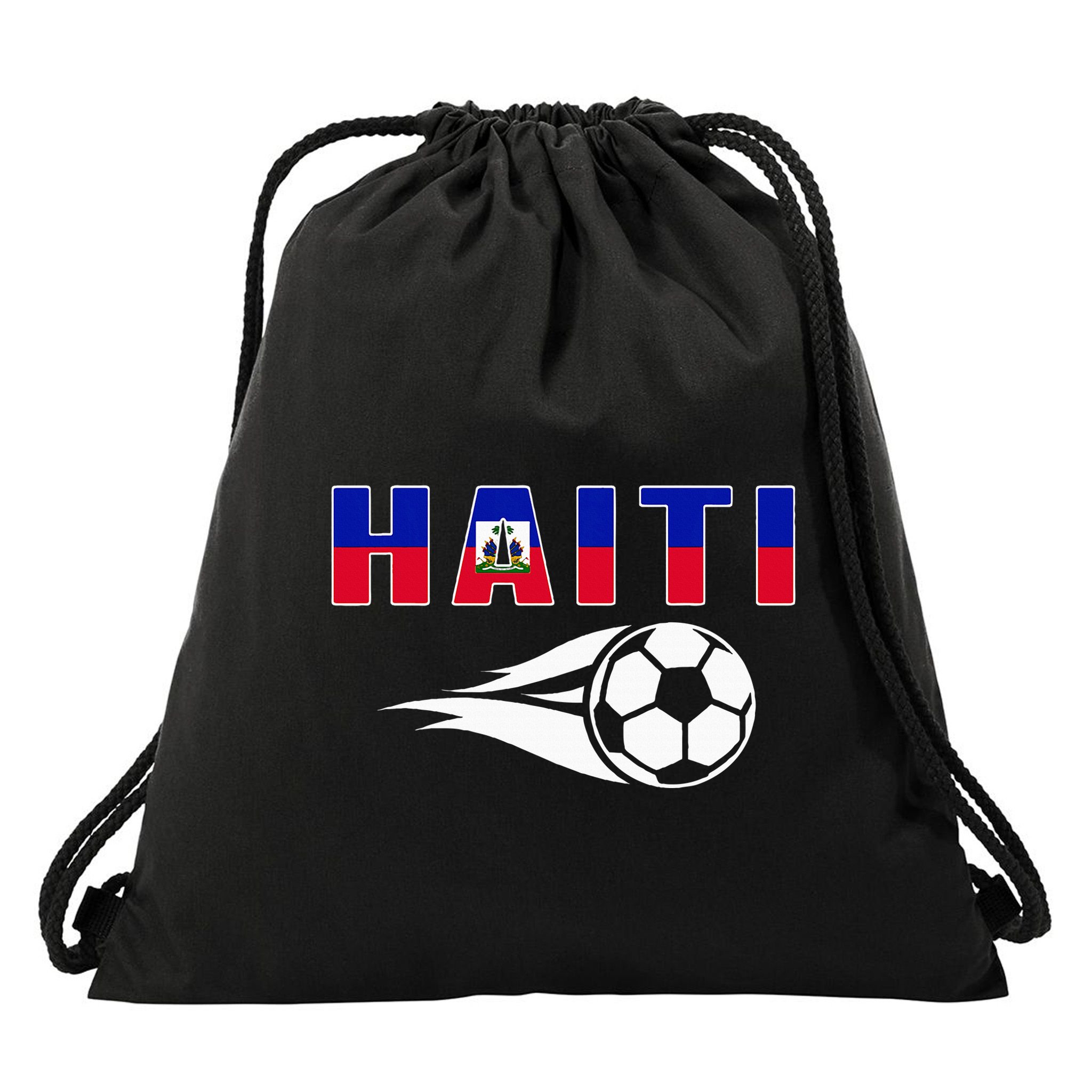Proud Haiti Soccer Fans Jersey Haitian Flag Football Lovers Drawstring Bag