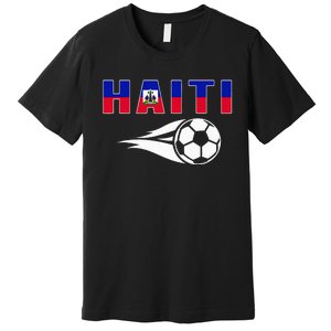 Proud Haiti Soccer Fans Jersey Haitian Flag Football Lovers Premium T-Shirt