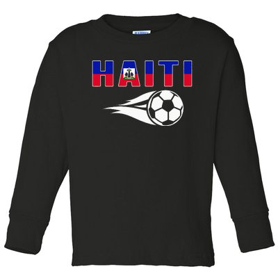 Proud Haiti Soccer Fans Jersey Haitian Flag Football Lovers Toddler Long Sleeve Shirt