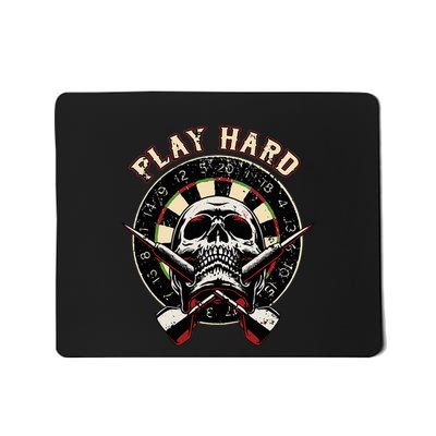 Play Hard Skull Arrow Dartboard Bullseye Team Darts Mousepad