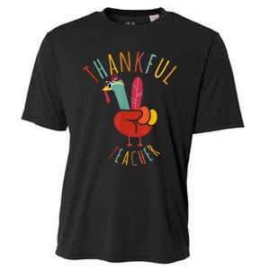 Peace Hand Sign Turkey Funny Thankful Teacher Thanksgiving Cooling Performance Crew T-Shirt