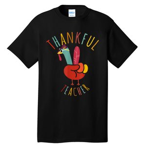 Peace Hand Sign Turkey Funny Thankful Teacher Thanksgiving Tall T-Shirt