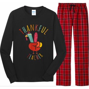 Peace Hand Sign Turkey Funny Thankful Teacher Thanksgiving Long Sleeve Pajama Set