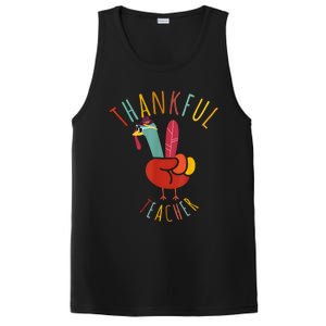 Peace Hand Sign Turkey Funny Thankful Teacher Thanksgiving PosiCharge Competitor Tank