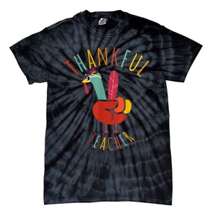 Peace Hand Sign Turkey Funny Thankful Teacher Thanksgiving Tie-Dye T-Shirt