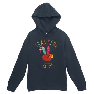 Peace Hand Sign Turkey Funny Thankful Teacher Thanksgiving Urban Pullover Hoodie