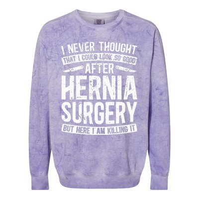 Post Hernia Surgery Recovery Funny Hernia Repair Recovery Colorblast Crewneck Sweatshirt