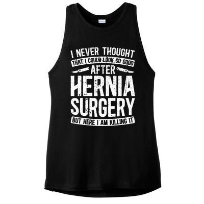 Post Hernia Surgery Recovery Funny Hernia Repair Recovery Ladies PosiCharge Tri-Blend Wicking Tank