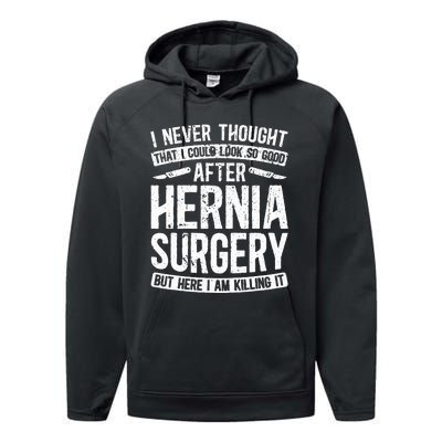 Post Hernia Surgery Recovery Funny Hernia Repair Recovery Performance Fleece Hoodie