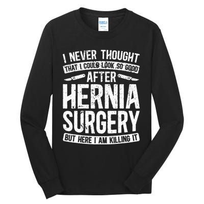 Post Hernia Surgery Recovery Funny Hernia Repair Recovery Tall Long Sleeve T-Shirt