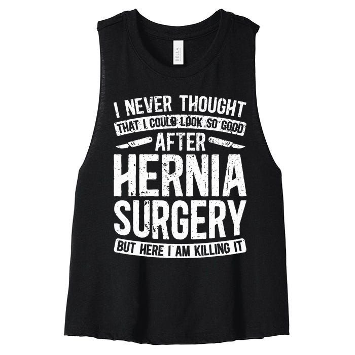 Post Hernia Surgery Recovery Funny Hernia Repair Recovery Women's Racerback Cropped Tank