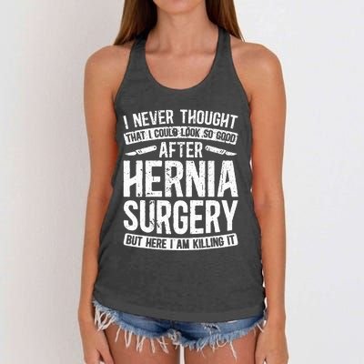 Post Hernia Surgery Recovery Funny Hernia Repair Recovery Women's Knotted Racerback Tank