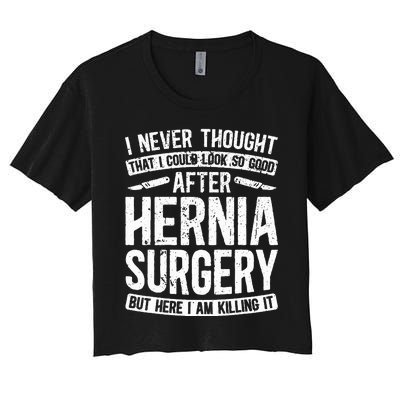 Post Hernia Surgery Recovery Funny Hernia Repair Recovery Women's Crop Top Tee