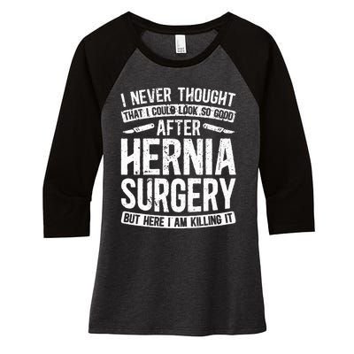 Post Hernia Surgery Recovery Funny Hernia Repair Recovery Women's Tri-Blend 3/4-Sleeve Raglan Shirt