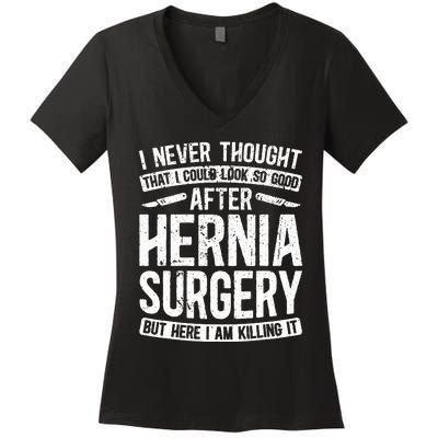 Post Hernia Surgery Recovery Funny Hernia Repair Recovery Women's V-Neck T-Shirt