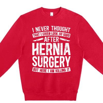 Post Hernia Surgery Recovery Funny Hernia Repair Recovery Premium Crewneck Sweatshirt