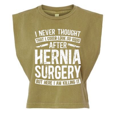 Post Hernia Surgery Recovery Funny Hernia Repair Recovery Garment-Dyed Women's Muscle Tee