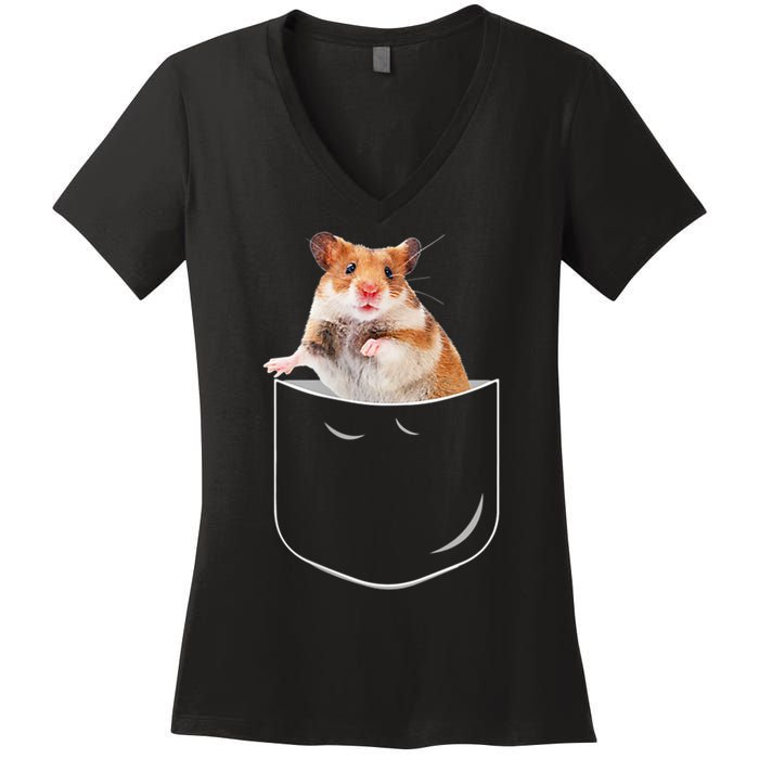 Pocket Hamster Shirt, Funny Hamster In Pocket Gift Tshirt TShirt Women's V-Neck T-Shirt