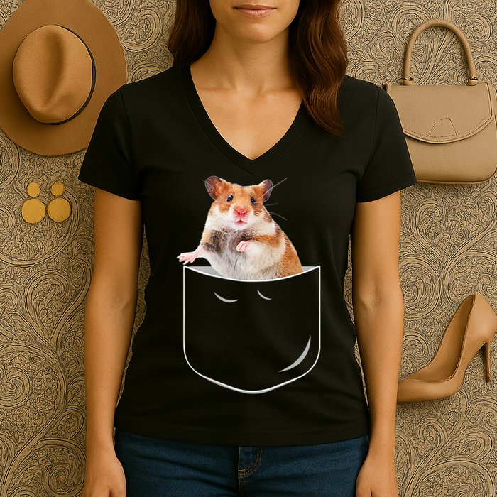 Pocket Hamster Shirt, Funny Hamster In Pocket Gift Tshirt TShirt Women's V-Neck T-Shirt