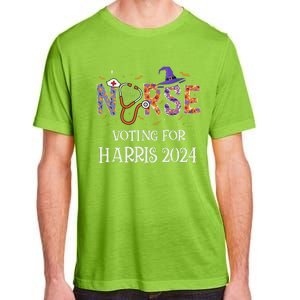 Political Halloween Spooky Nurse Voting For Harris 2024 Adult ChromaSoft Performance T-Shirt