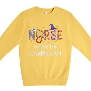 Political Halloween Spooky Nurse Voting For Harris 2024 Premium Crewneck Sweatshirt