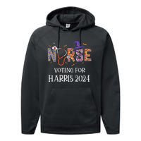 Political Halloween Spooky Nurse Voting For Harris 2024 Performance Fleece Hoodie