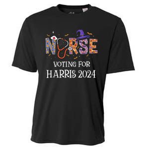 Political Halloween Spooky Nurse Voting For Harris 2024 Cooling Performance Crew T-Shirt