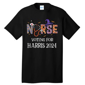 Political Halloween Spooky Nurse Voting For Harris 2024 Tall T-Shirt