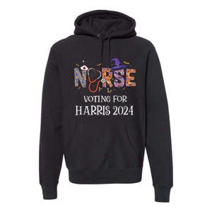 Political Halloween Spooky Nurse Voting For Harris 2024 Premium Hoodie