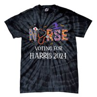 Political Halloween Spooky Nurse Voting For Harris 2024 Tie-Dye T-Shirt