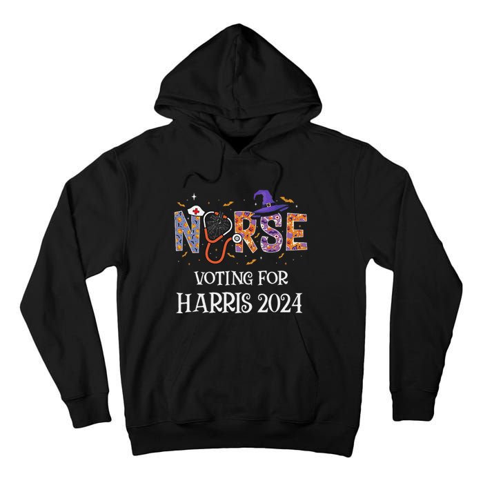 Political Halloween Spooky Nurse Voting For Harris 2024 Tall Hoodie