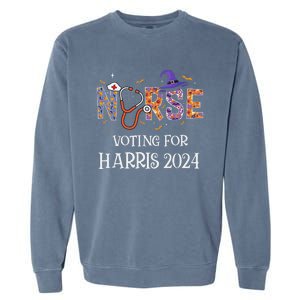 Political Halloween Spooky Nurse Voting For Harris 2024 Garment-Dyed Sweatshirt