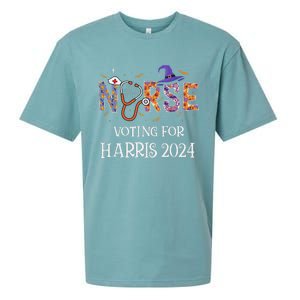 Political Halloween Spooky Nurse Voting For Harris 2024 Sueded Cloud Jersey T-Shirt