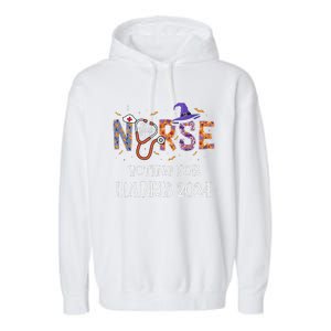 Political Halloween Spooky Nurse Voting For Harris 2024 Garment-Dyed Fleece Hoodie