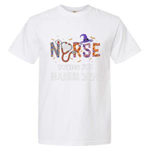 Political Halloween Spooky Nurse Voting For Harris 2024 Garment-Dyed Heavyweight T-Shirt