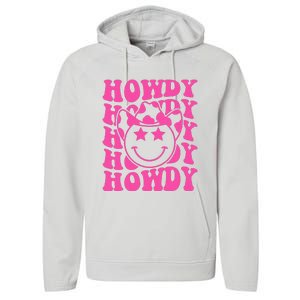 Pink Howdy Smile Face Rodeo Western Country Southern Cowgirl Performance Fleece Hoodie