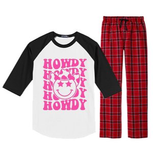 Pink Howdy Smile Face Rodeo Western Country Southern Cowgirl Raglan Sleeve Pajama Set