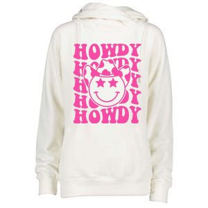 Pink Howdy Smile Face Rodeo Western Country Southern Cowgirl Womens Funnel Neck Pullover Hood