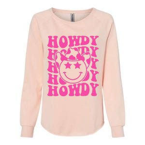 Pink Howdy Smile Face Rodeo Western Country Southern Cowgirl Womens California Wash Sweatshirt