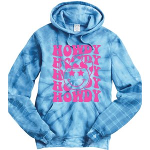 Pink Howdy Smile Face Rodeo Western Country Southern Cowgirl Tie Dye Hoodie