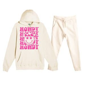 Pink Howdy Smile Face Rodeo Western Country Southern Cowgirl Premium Hooded Sweatsuit Set