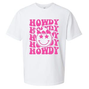 Pink Howdy Smile Face Rodeo Western Country Southern Cowgirl Sueded Cloud Jersey T-Shirt