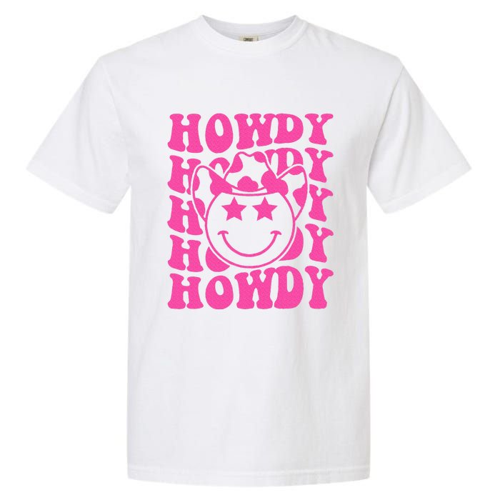 Pink Howdy Smile Face Rodeo Western Country Southern Cowgirl Garment-Dyed Heavyweight T-Shirt