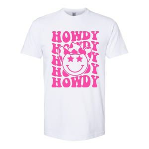 Pink Howdy Smile Face Rodeo Western Country Southern Cowgirl Softstyle CVC T-Shirt