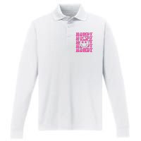 Pink Howdy Smile Face Rodeo Western Country Southern Cowgirl Performance Long Sleeve Polo