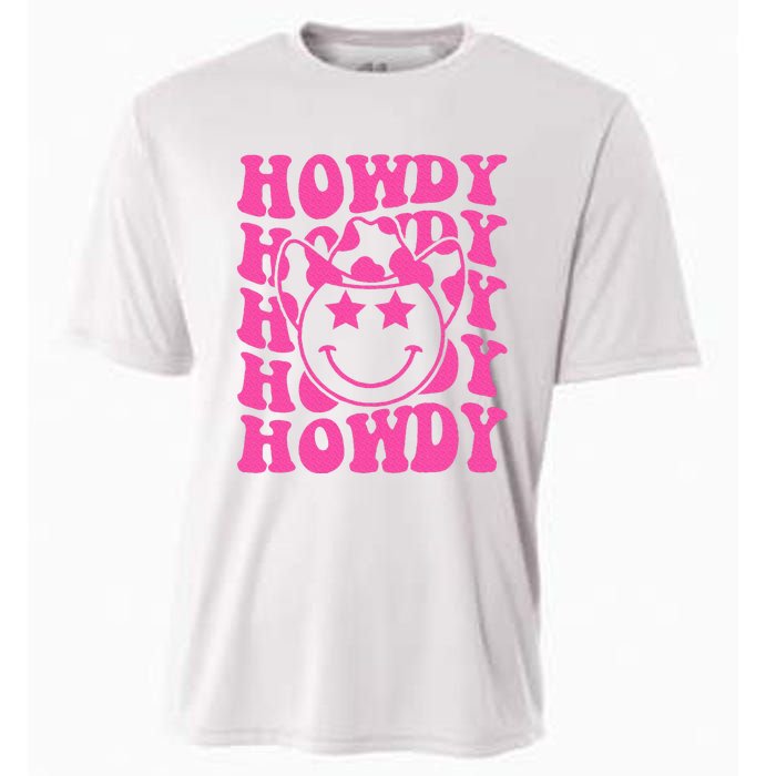 Pink Howdy Smile Face Rodeo Western Country Southern Cowgirl Cooling Performance Crew T-Shirt