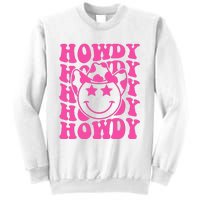 Pink Howdy Smile Face Rodeo Western Country Southern Cowgirl Sweatshirt