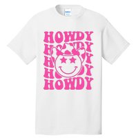 Pink Howdy Smile Face Rodeo Western Country Southern Cowgirl Tall T-Shirt