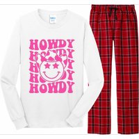 Pink Howdy Smile Face Rodeo Western Country Southern Cowgirl Long Sleeve Pajama Set